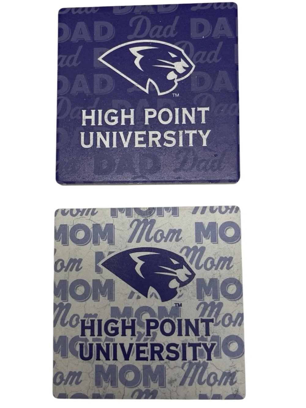 High Point University HPU Panthers Mom Dad Coasters Set of 2 Parent Gift